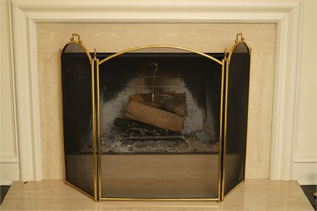 Vintage Brass Fire Screen