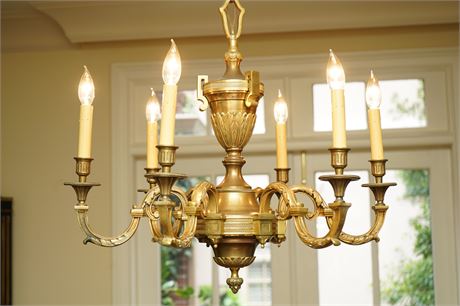 Neoclassical Brass Chandelier