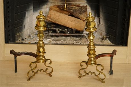 19th Century Brass Andirons