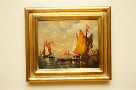 Felix Ziem (French 1821-1911) Attributed to "Venetian Scene" Oil on Canvas