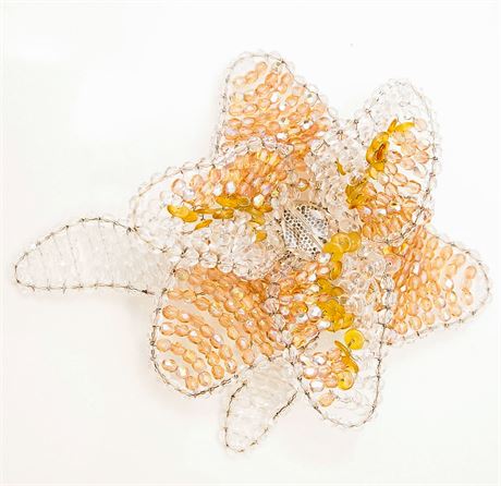 Designer Beaded Flower Form Dress Pin