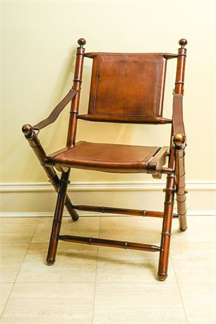 Folding Leather Safari Chair