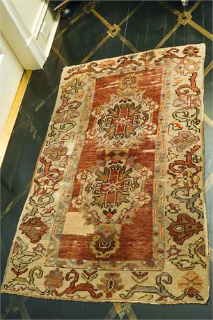 Semi Antique Handmade Oriental Scatter Rug