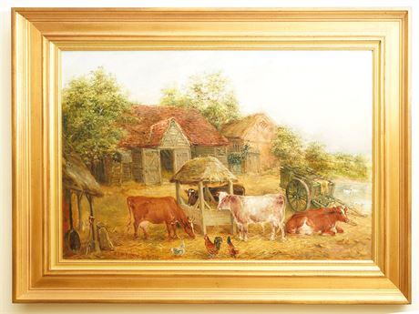 E. F. Holt, (English 20th c.) Barnyard Scene