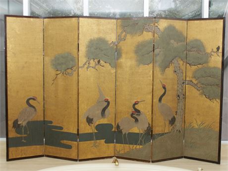 19 C Six Panel Japanese Screen