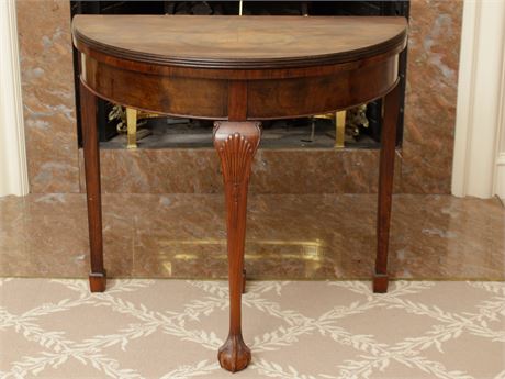 Burl Wood Demilune Table