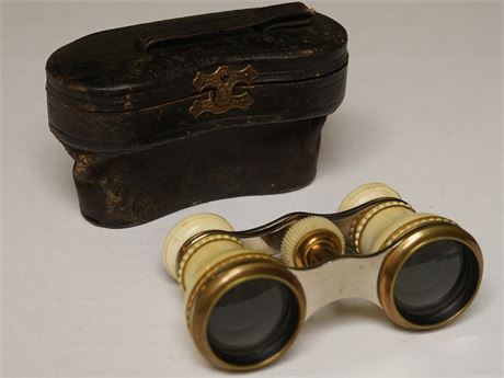 J.H. Steward Enamel Ivory Encased Opera Glasses