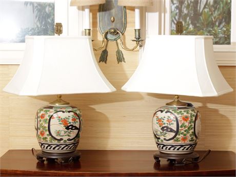 Pair Imari Style Lamps