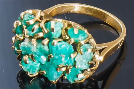 14 Karat and Raw Emerald Ring