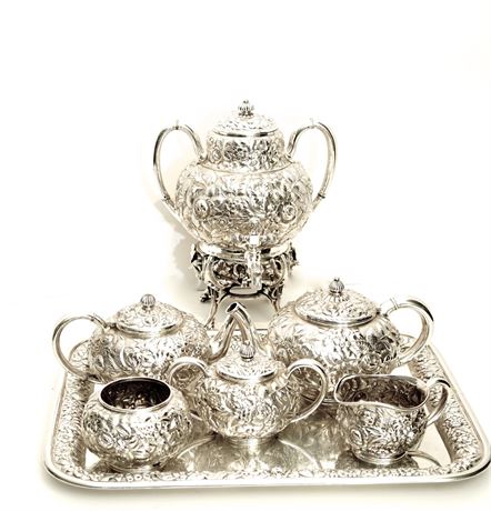 19th DUHME & Co.(Cincinnati,1843-1893), 7 Piece Sterling Silver Coffee Service