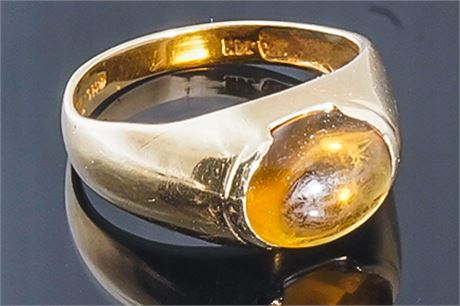 14 Karat Yellow Gold and Citrine Ring