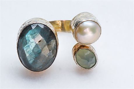 Contemporary Silver And Semi Precious Stone Ring