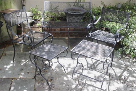 Five Piece Wrought Iron Patio Set