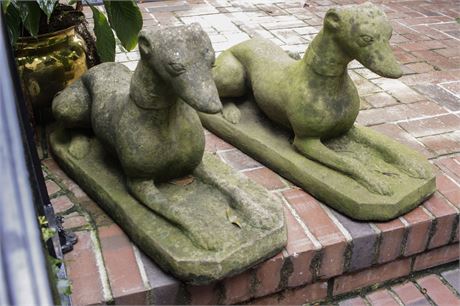 Pair of Cast Stone Whippets