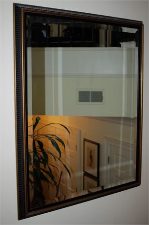 Decorator Mirror with Black & Gilt Frame