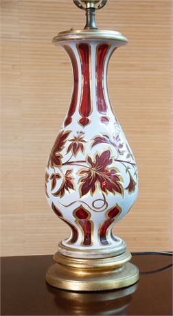 Bohemian Ruby Overlay Glass Lamp