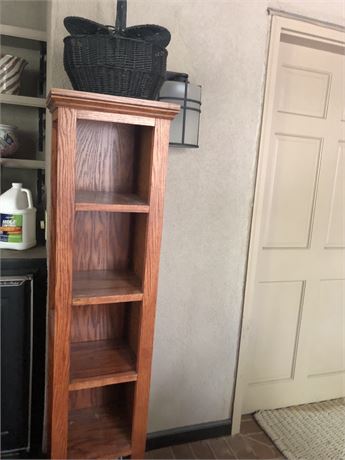 Pair Narrow Oak Bookcases