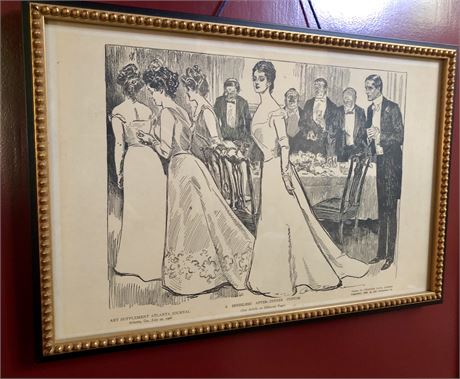 Pair Reprints of Charles Dana Gibson Drawings