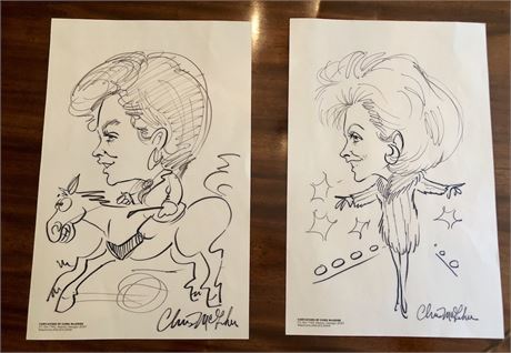 Two Chris McGee Caricatures Of Ginny Rather