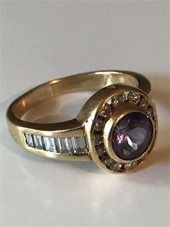 Sapphire and Diamond 18 Karat Yellow Gold Dinner Ring