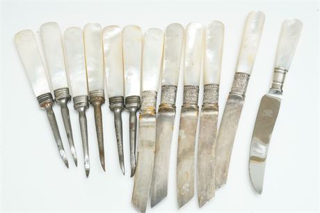 12 Mother of Handle Serving Items