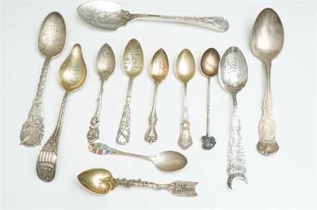 Collection of 12 Souvenir Spoons