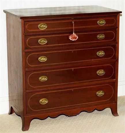 Antique English Mahogany Five Drawer Chest