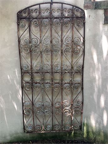 Vintage Scrollwork Wrought Iron Gate