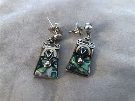 Pair  of 950 Silver & Stone Earrings