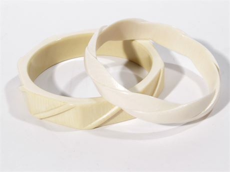 Two White Cuff Braclets