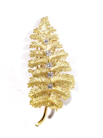 Tiffany & Co. Gold and Diamond Fern Leaf Dress Pin