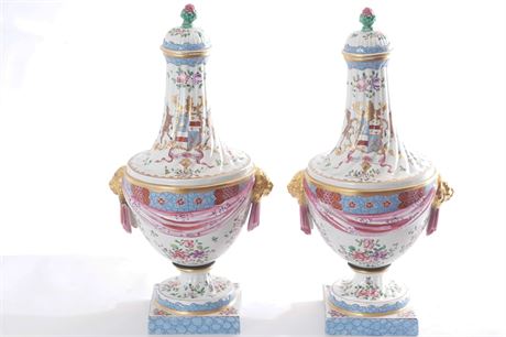 Pair 19th Century Porcelain de Paris Flacons