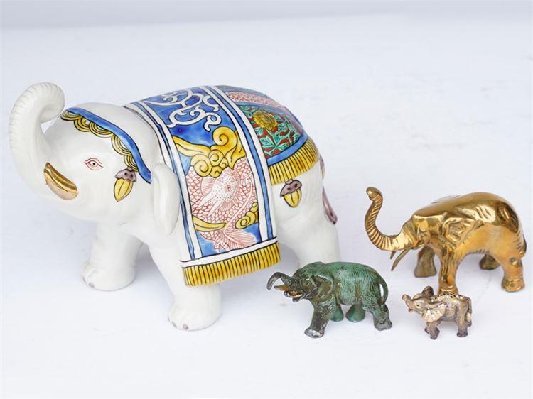 Lot of Four Elephant Figures