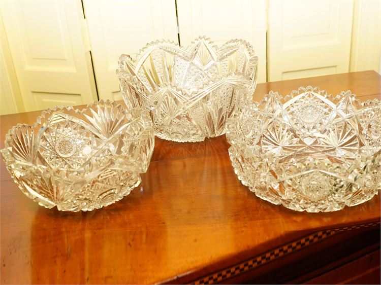 Three American Brilliant Cut Glass Bowls