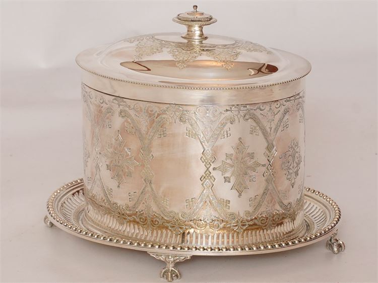 English Silver Plate Biscuit Barrel