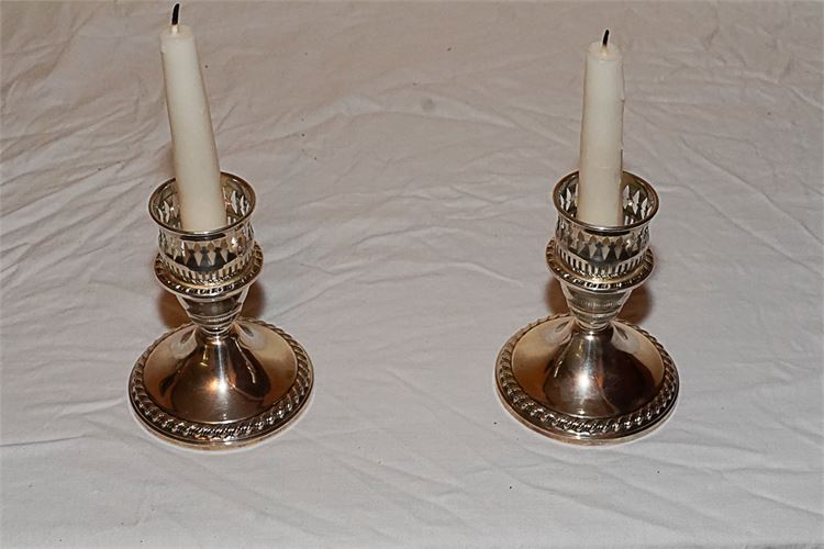 Pair Sterling Hurricane Candleholders