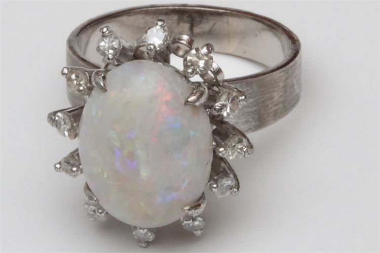 10K White Gold and Opal  Cocktail Ring