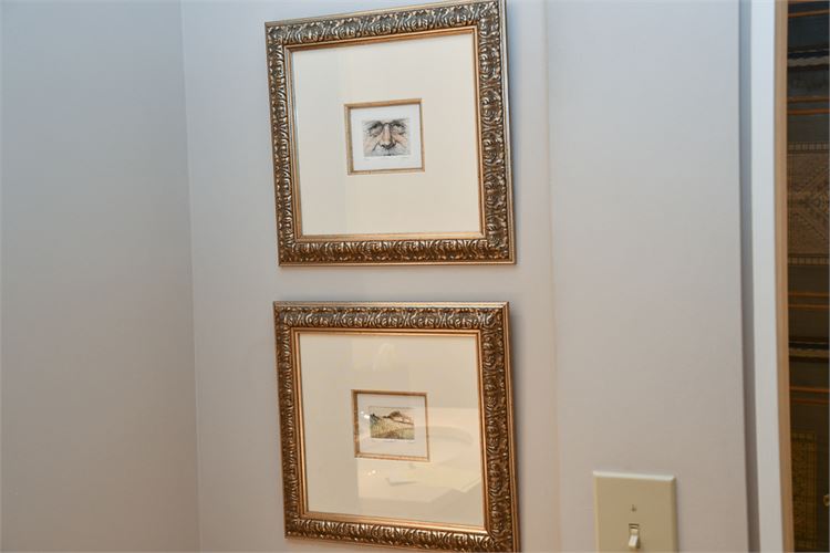 Pair of Etchings by Dale Rayburn with Gilded frames