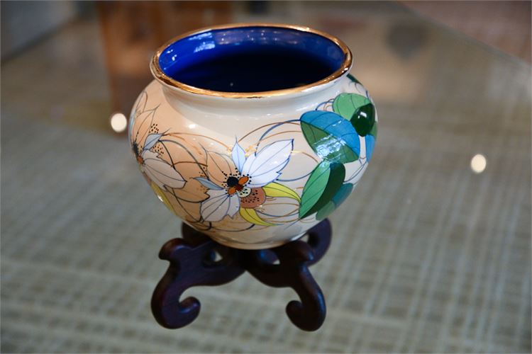 Small Decorative Chinese Enamel on Metal Planter