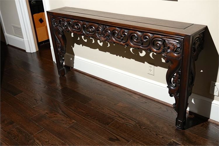 Heavily Carved Chinese Wall Console Table