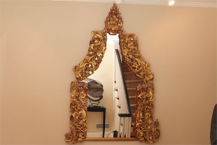 19th Cent. Burmese Carved & Gilt  Door Surround Mounted as Mirror