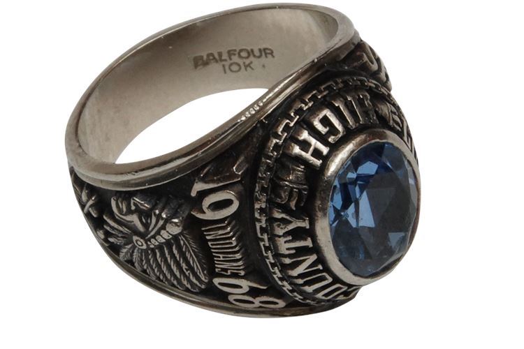 10K White Gold High School Ring