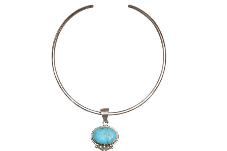 Mexican Turquoise & Sterling Silver Choker