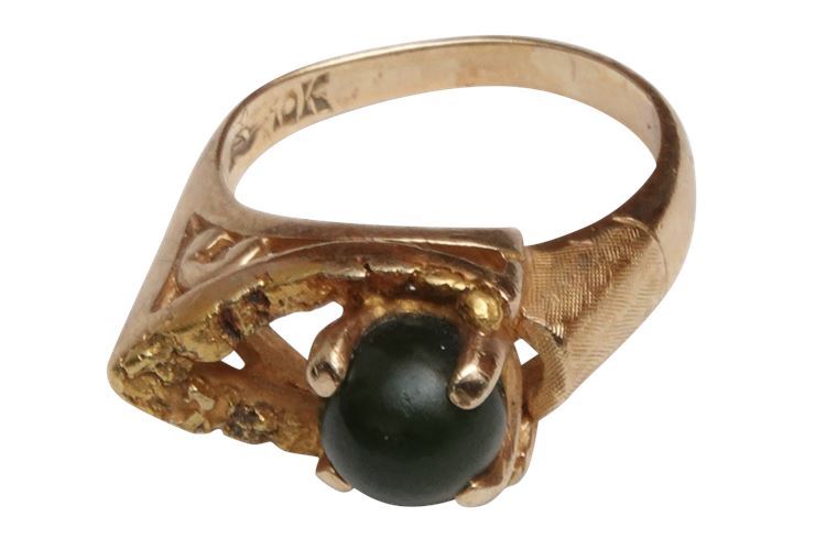 Jade and 14 Karat Yellow Gold Ring