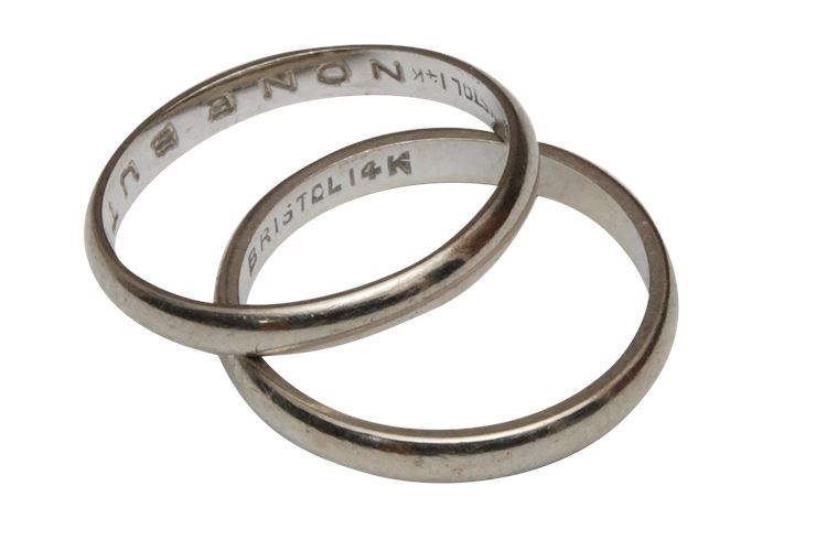 Pair of  Bristol  14 Karat White Gold Bands