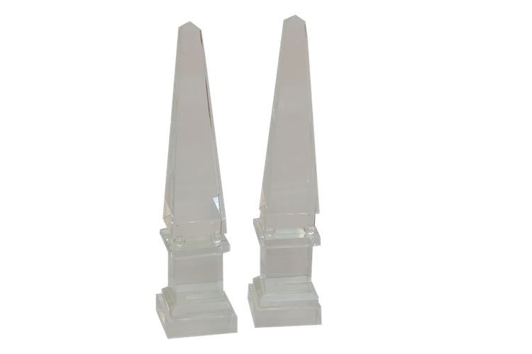 Pair of Fine Quality Tabletop Crystal Obelisks