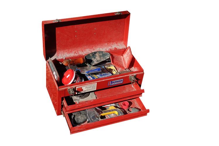 ALL AMERICAN Metal Tool Box and Tools