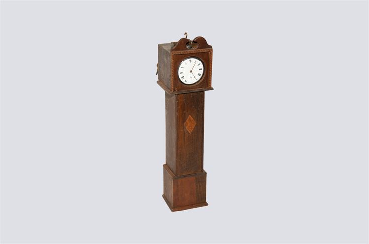 Wooden Pocket Watch Case with Key Wind Watch