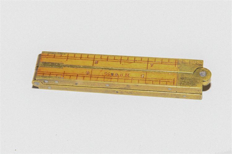 Vintage Wood and Brass Folding Ruler