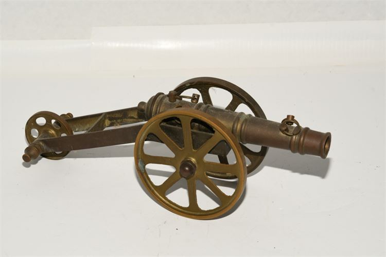 Vintage Miniature Model of a Brass Cannon